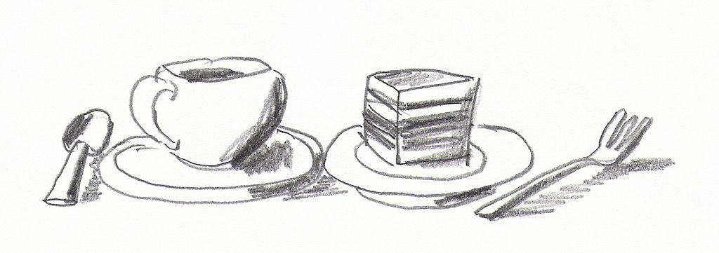 Zeichnung „Kaffee und Kuchen“