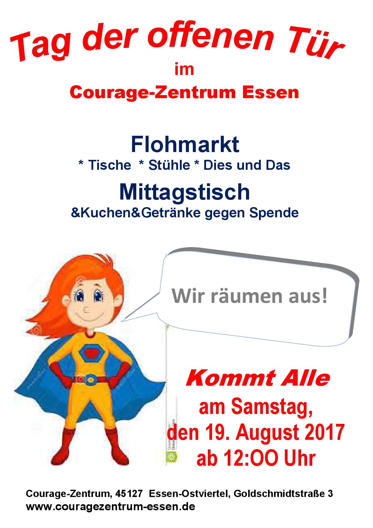 Samstag, 19.8. ab 12 Uhr Flohmarkt im Courage-Zentrum!