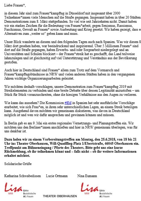 Frauenstreik zum Frauentag 2019: Vorbereitungstreffen in Oberhausen