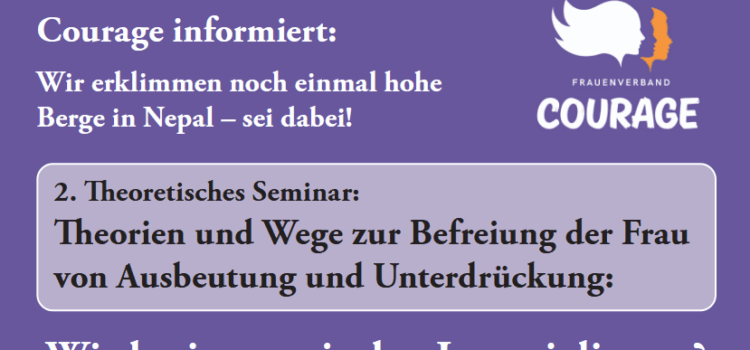 Flyer des Frauenverbands Courage zum 2. Theoretischen Seminar der Weltfrauen